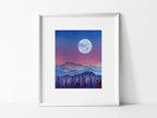 Under the Same Sky -- Full Moon and Layered Mountain Wall Art Print