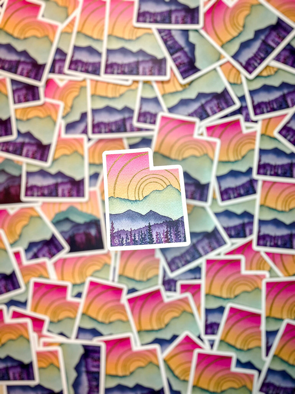 Utah Mountain Sticker – Watercolor Art Vinyl Decal