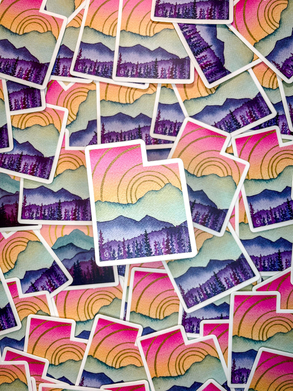 Utah Mountain Sticker – Watercolor Art Vinyl Decal
