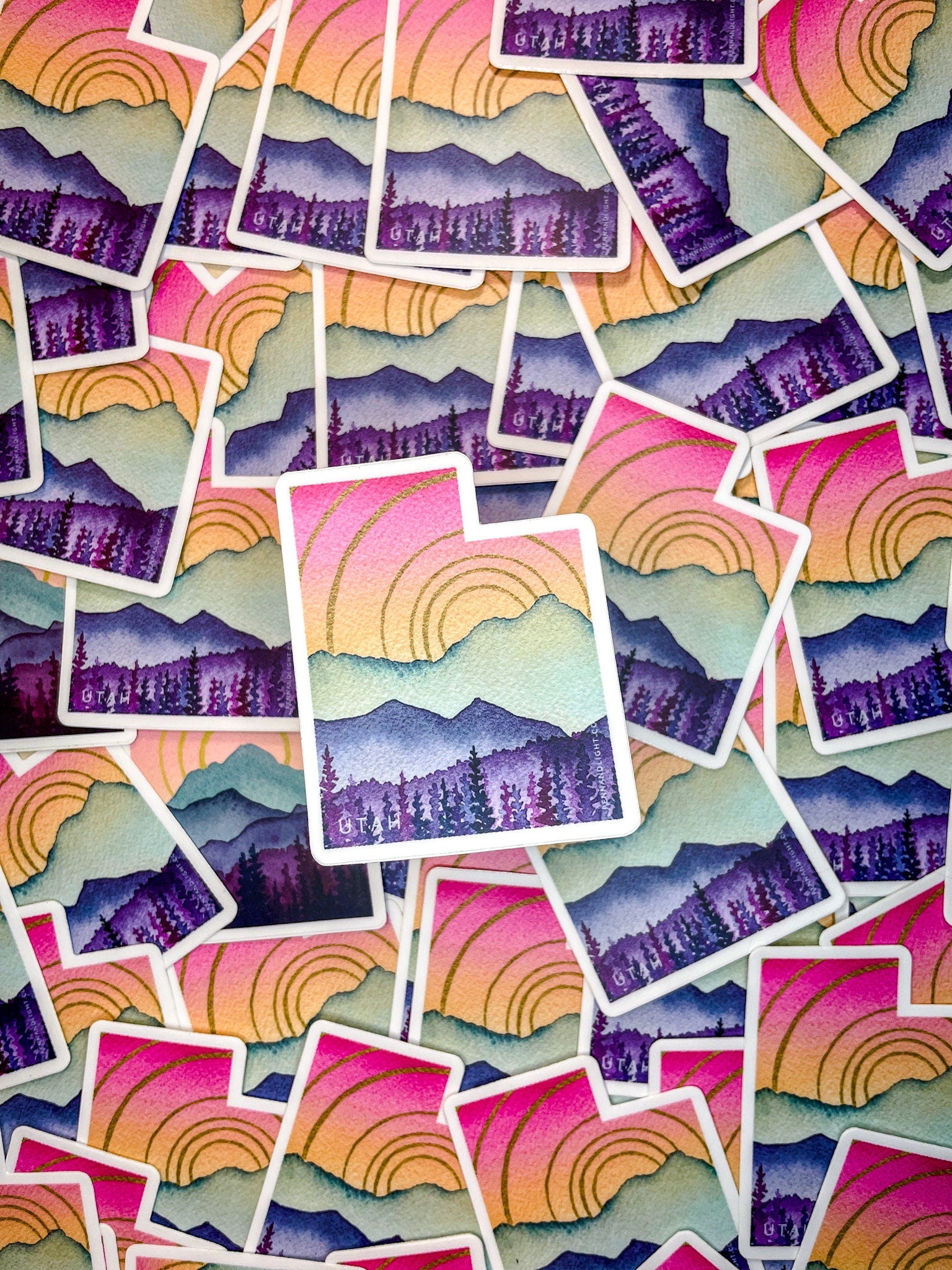 Utah Mountain Sticker – Watercolor Art Vinyl Decal