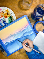 Blue Ridge Mountains Watercolor Art Print, Sunrise Landscape