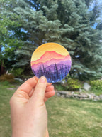Mt. Rainier Vinyl Sticker, Golden Hour Watercolor Mountain Decal