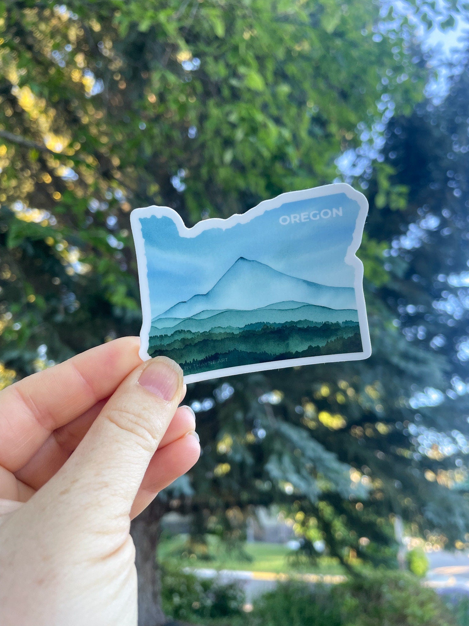 Oregon Mt Hood Vinyl Sticker – Watercolor Mountain Art Decal