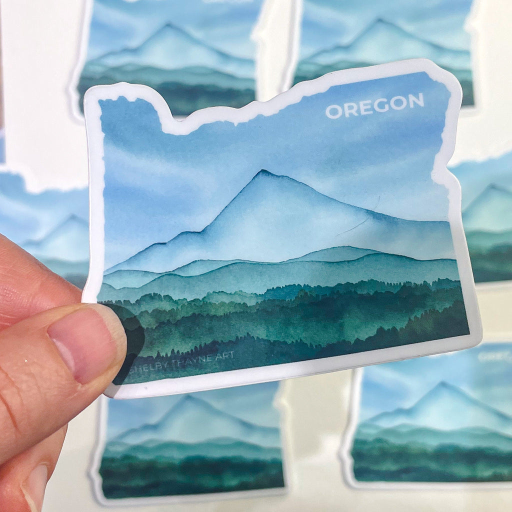 Oregon Mt Hood Vinyl Sticker – Watercolor Mountain Art Decal