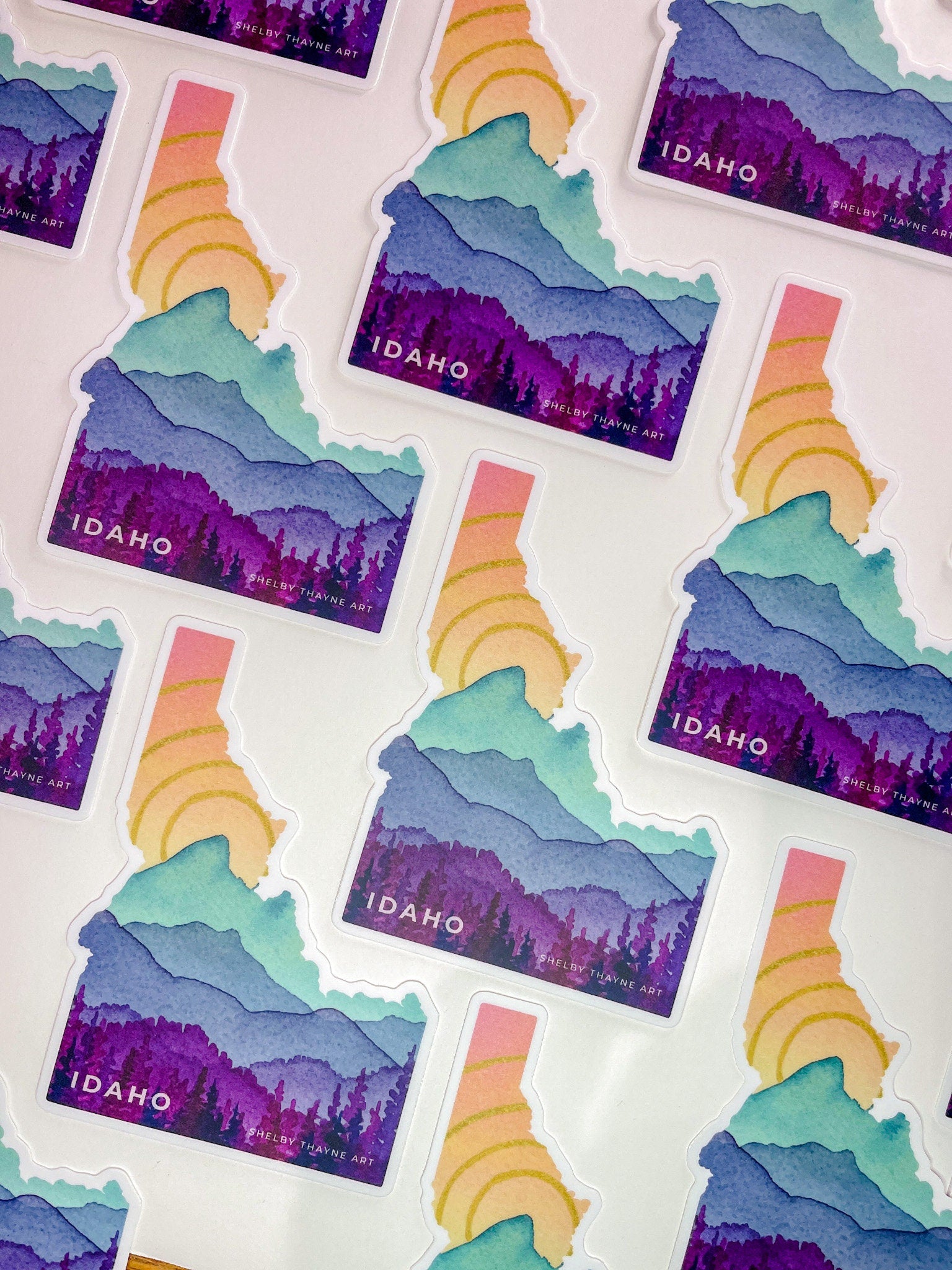 Idaho Mountains Vinyl Sticker | Watercolor Teton Landscape
