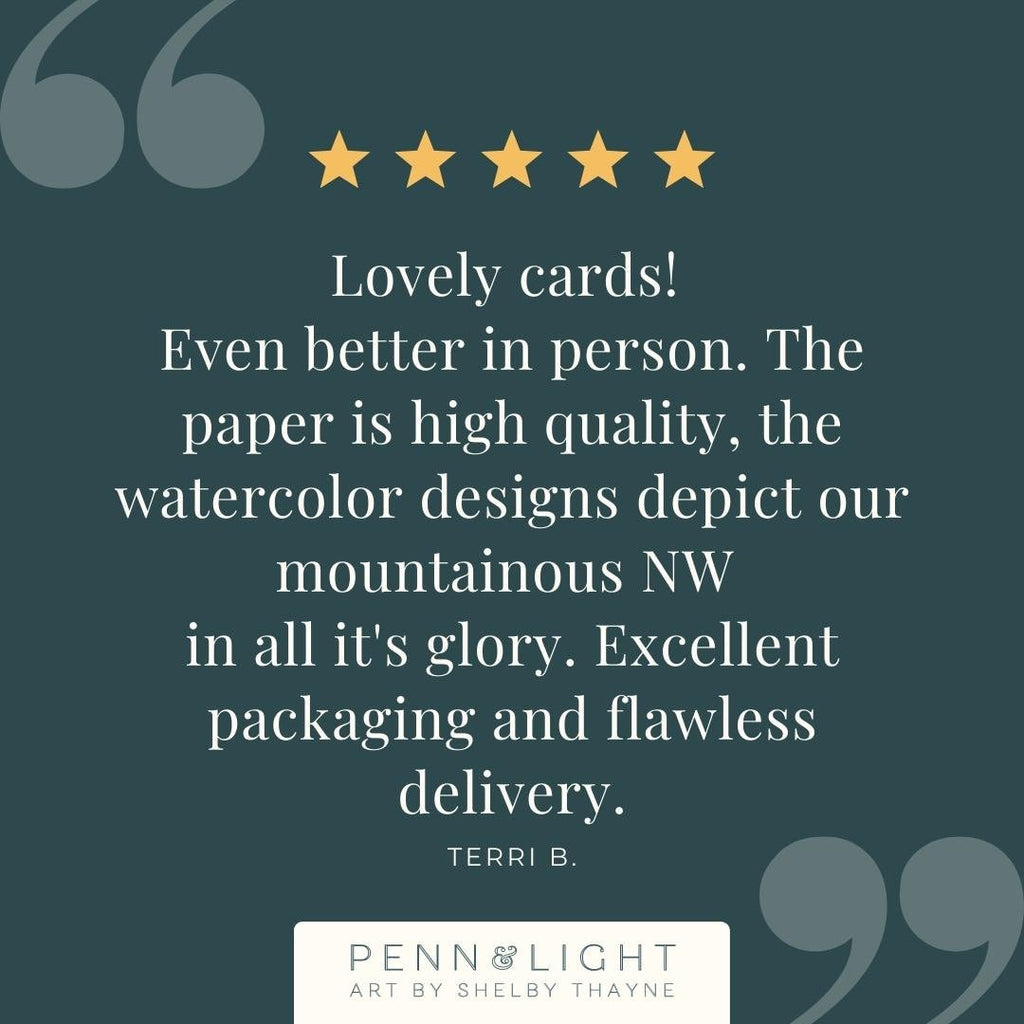 Vibrant Full Moon Mountain Night Landscape Card | Watercolor Greeting Card | Blank Inside | A2 Stationery | Mountain Art