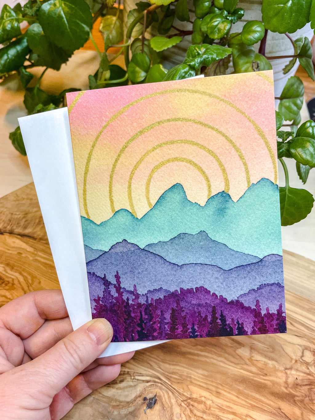 Grand Teton Sunshine Card | Watercolor Greeting Card | Blank Notecard | A2 Stationery | Mountain Art | Landscape Card