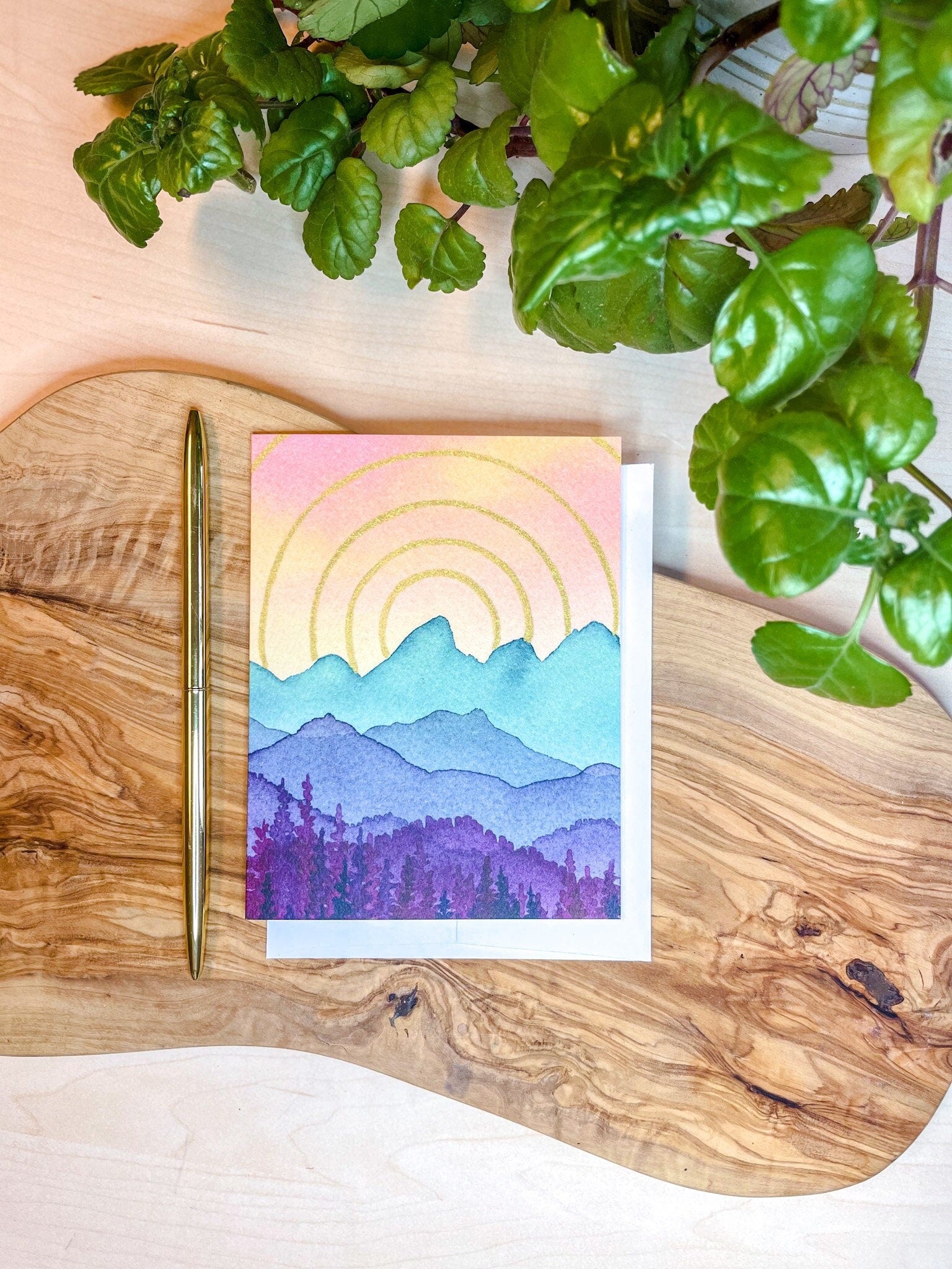 Grand Teton Sunshine Card | Watercolor Greeting Card | Blank Notecard | A2 Stationery | Mountain Art | Landscape Card