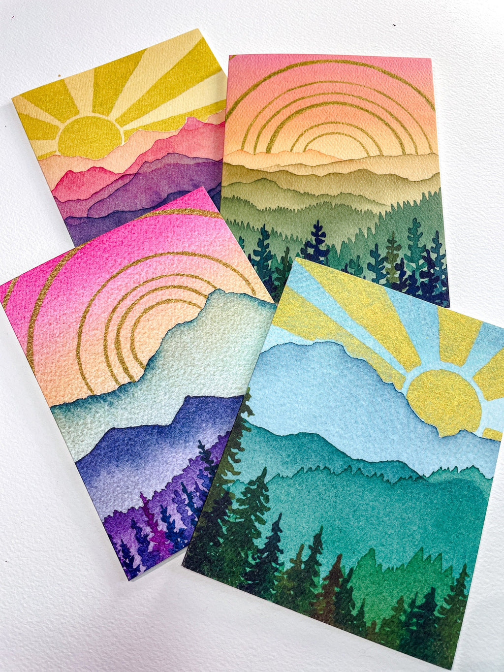 Mountain Sunshine Cards | 8 assorted cards with envelopes | Blank All-Occassion Cards