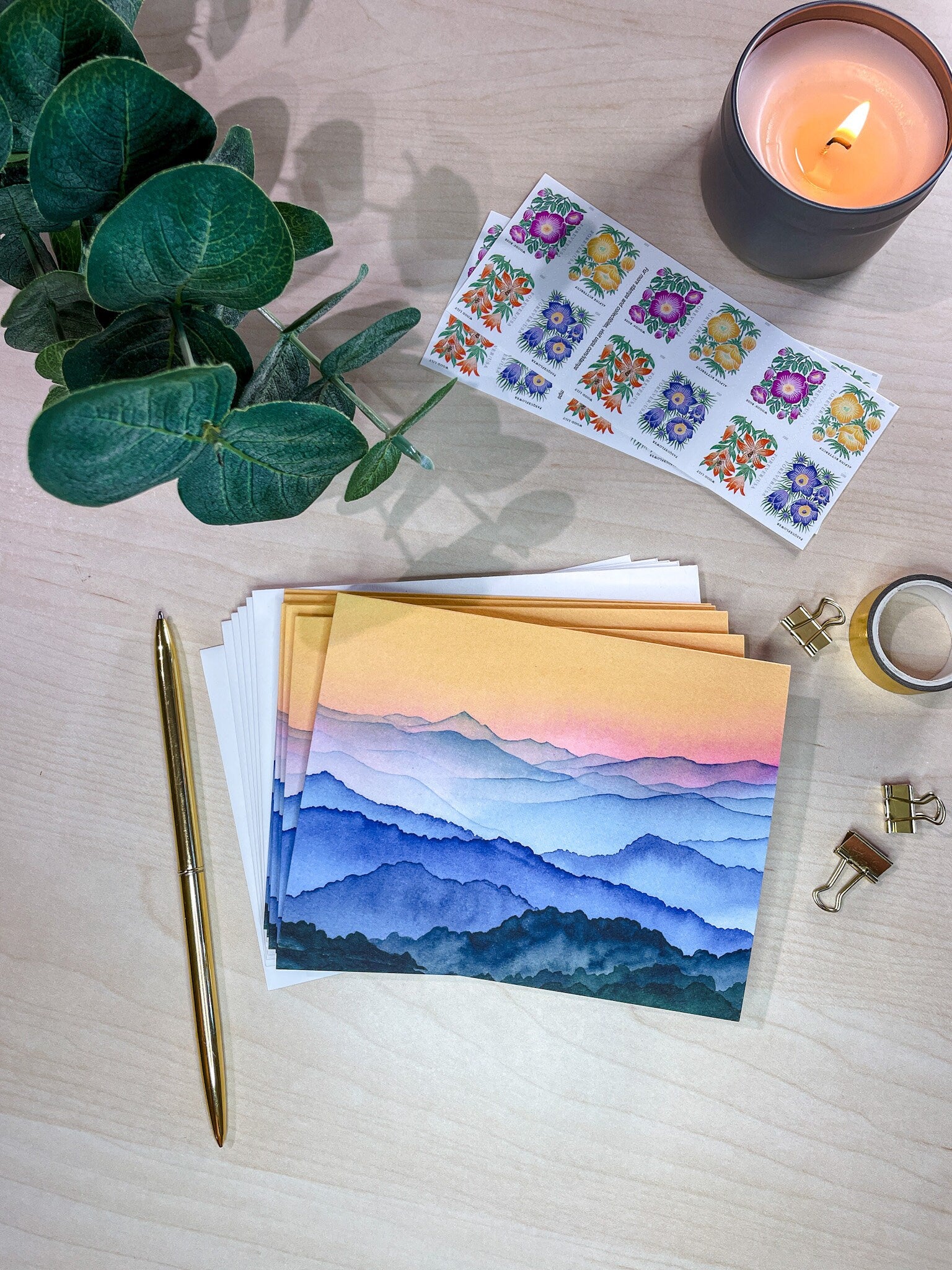Blue Ridge Mountains Sunshine | Watercolor Greeting Card | Blank Inside | A2 Stationery | Mountain Art