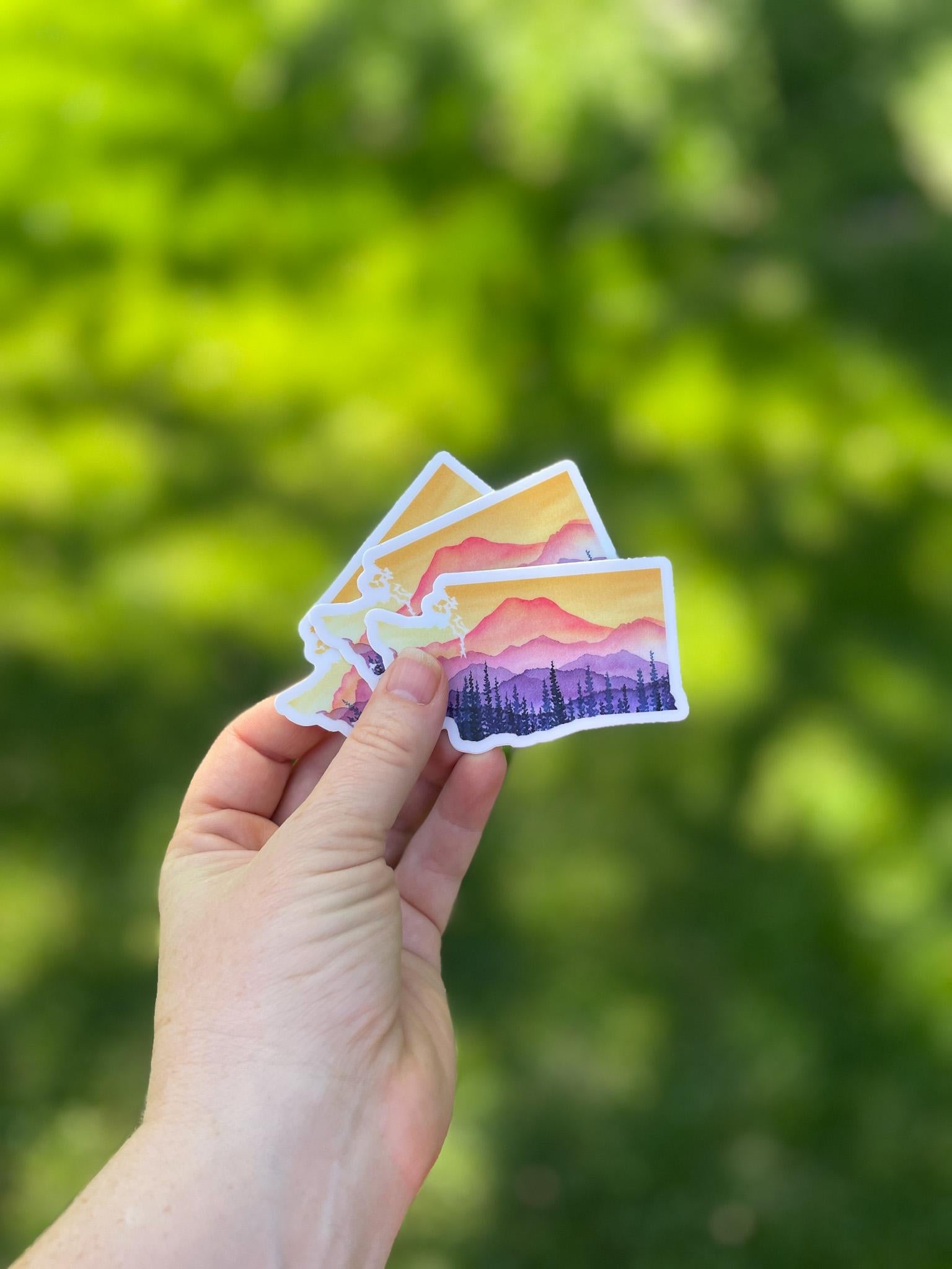 Washington Sticker Mt. Rainier Vinyl -- Art Sticker -- Mountain Sticker -- State Sticker -- Water Bottle Sticker -- Laptop Decal