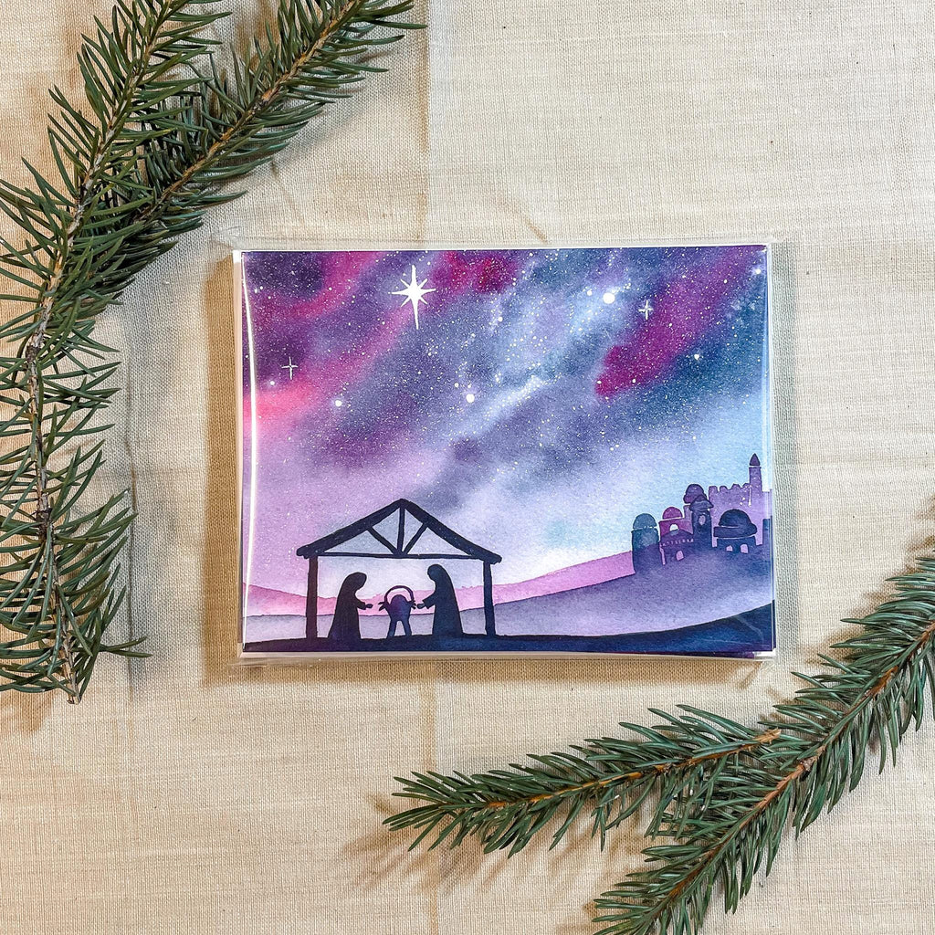 Watercolor Nativity Christmas Card | Silent Night Holiday Greetings