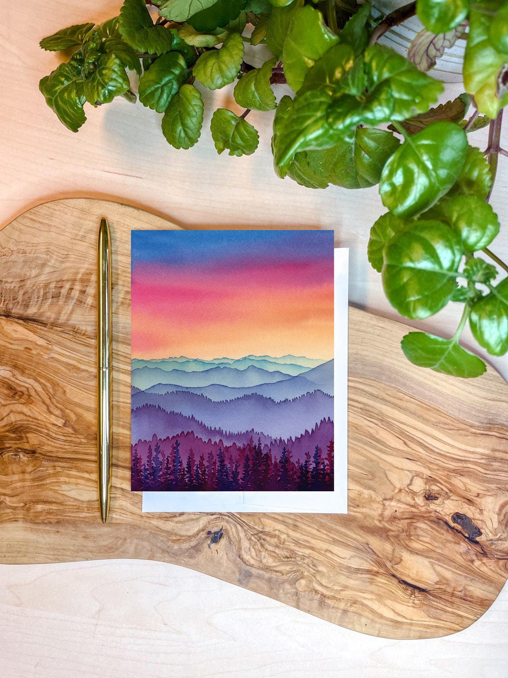 Colorful Mountain Landscape | Watercolor Greeting Card | Blank Inside | A2 Stationery | Mountain Art