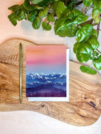 Snow-Kissed Mountain Sunset | Watercolor Greeting Card | Blank Inside | A2 Stationery | Mountain Art