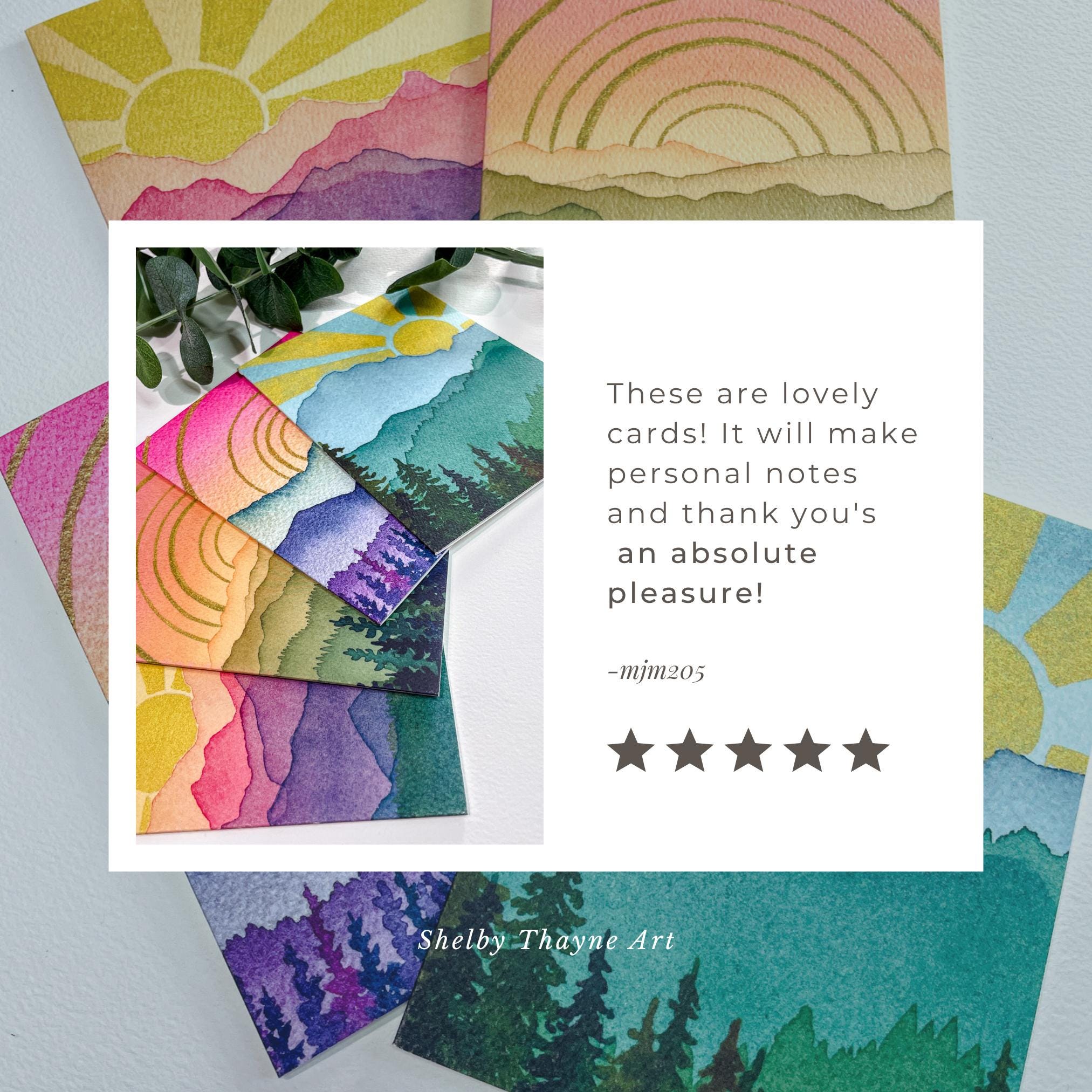Watercolor Mountain Art Card | Celestial Night Sky (Recycled)