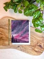 Celestial Mountain Card | Pink Starry Sky Full of Stars | Recycled Blank Greeting Card and Envelope | A2 size | Art Card