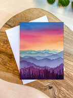 Colorful Mountain Landscape | Watercolor Greeting Card | Blank Inside | A2 Stationery | Mountain Art