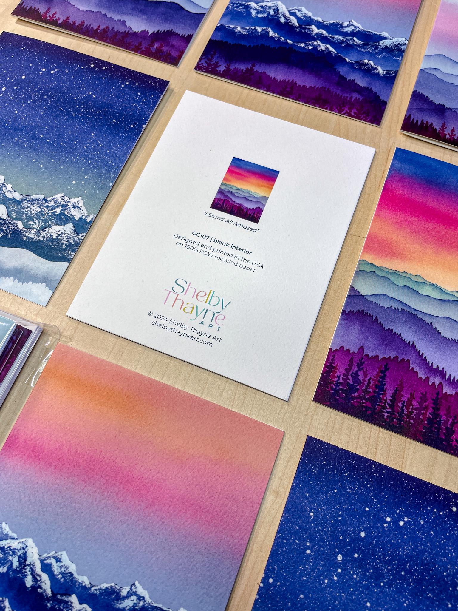 Colorful Mountain Landscape | Watercolor Greeting Card | Blank Inside | A2 Stationery | Mountain Art