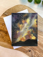 Celestial Mountain Card | December Galaxy Starry Sky Milky Way | Recycled Blank Greeting Card and Envelope | A2 size | Art Card