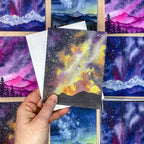 Celestial Mountain Card | December Galaxy Starry Sky Milky Way | Recycled Blank Greeting Card and Envelope | A2 size | Art Card