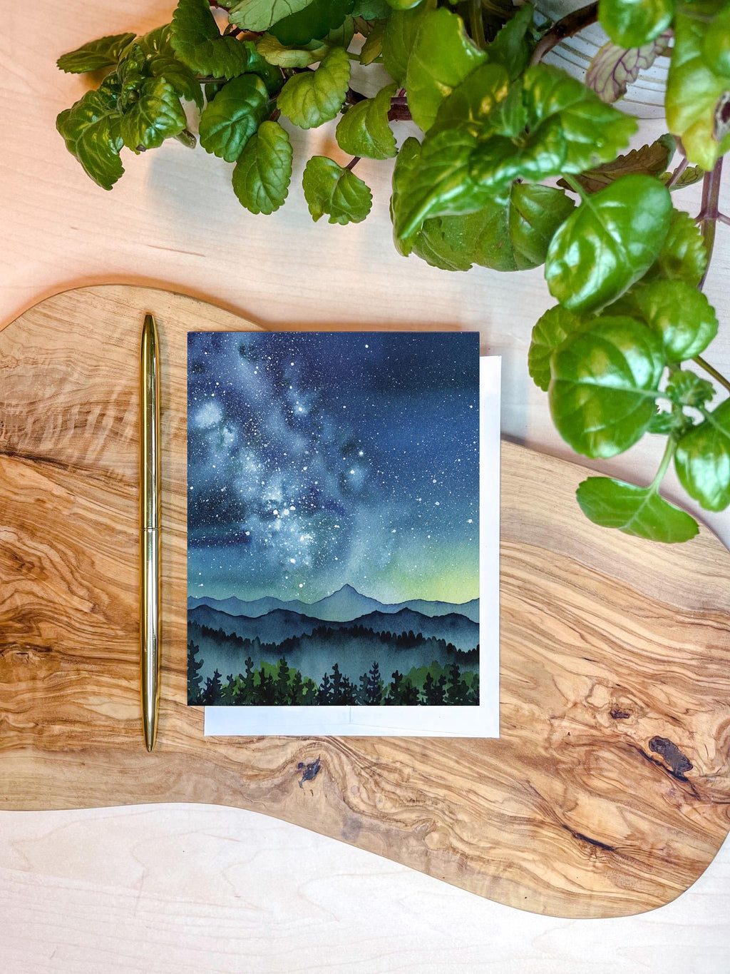 Celestial Mountain Card | Mindful of the Stars - Colorado Mountain Art | Recycled Blank Greeting Card and Envelope | A2 size | Art Card