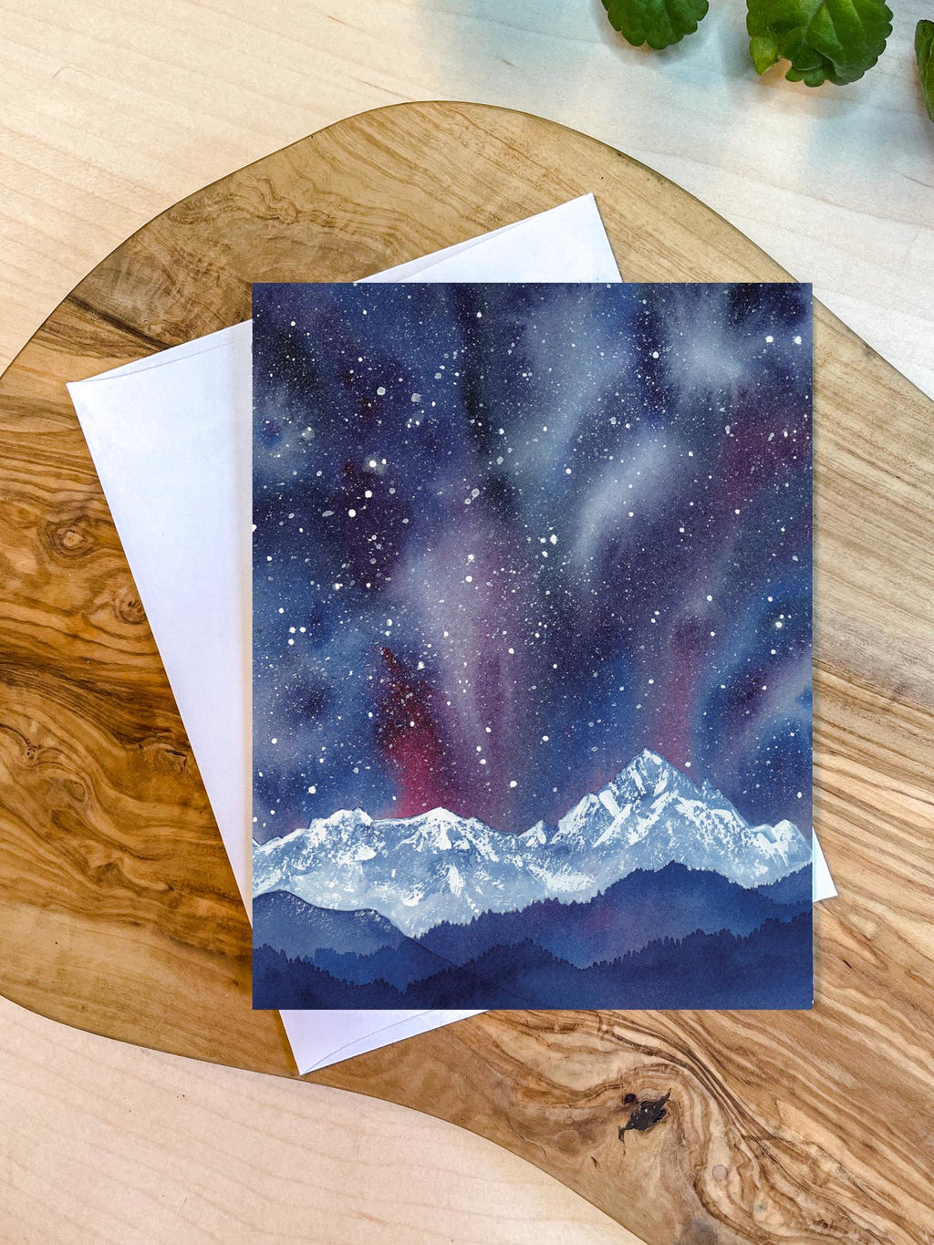 Watercolor Mountain Art Card | Celestial Night Sky (Recycled)