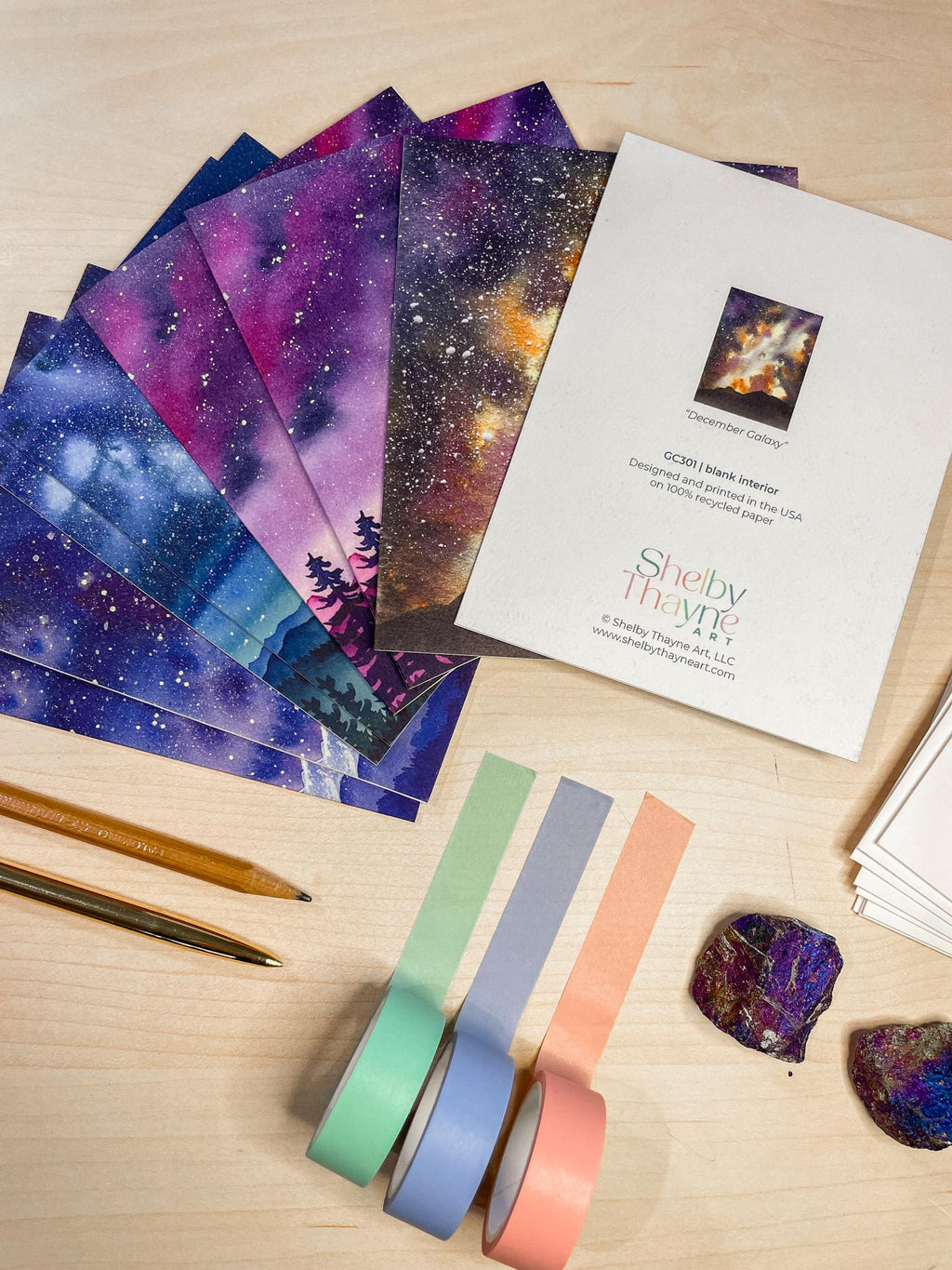 Set of 8 | Celestial Mountain Cards | Starry Sky Night Sky Milky Way | Watercolor Landscape Art | Blank Cards and Envelopes | A2 size