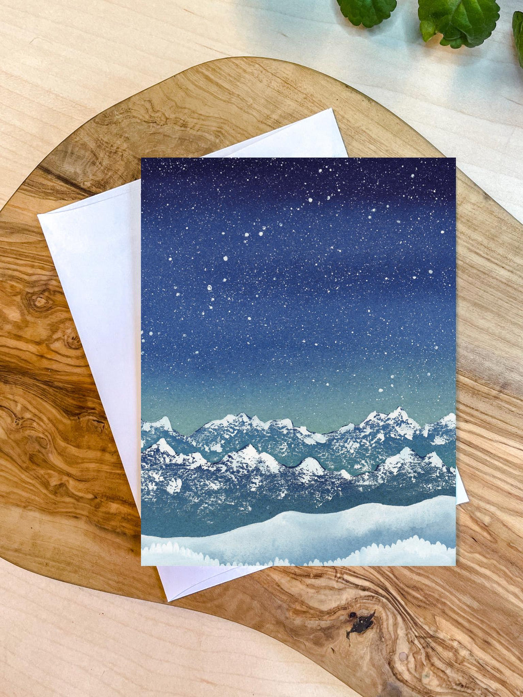 Winter Wonderland | Watercolor Mountain Greeting Card | Blank Inside | A2 Stationery | Mountain Art