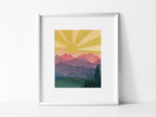 Rainbow Mountain Sunshine Watercolor Art Print | Landscape Wall Decor