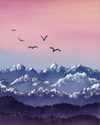 Colorado Rockies Watercolor Art Print | Mountain Flight, Birds