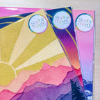 Rainbow Mountain Sunshine Watercolor Art Print | Landscape Wall Decor