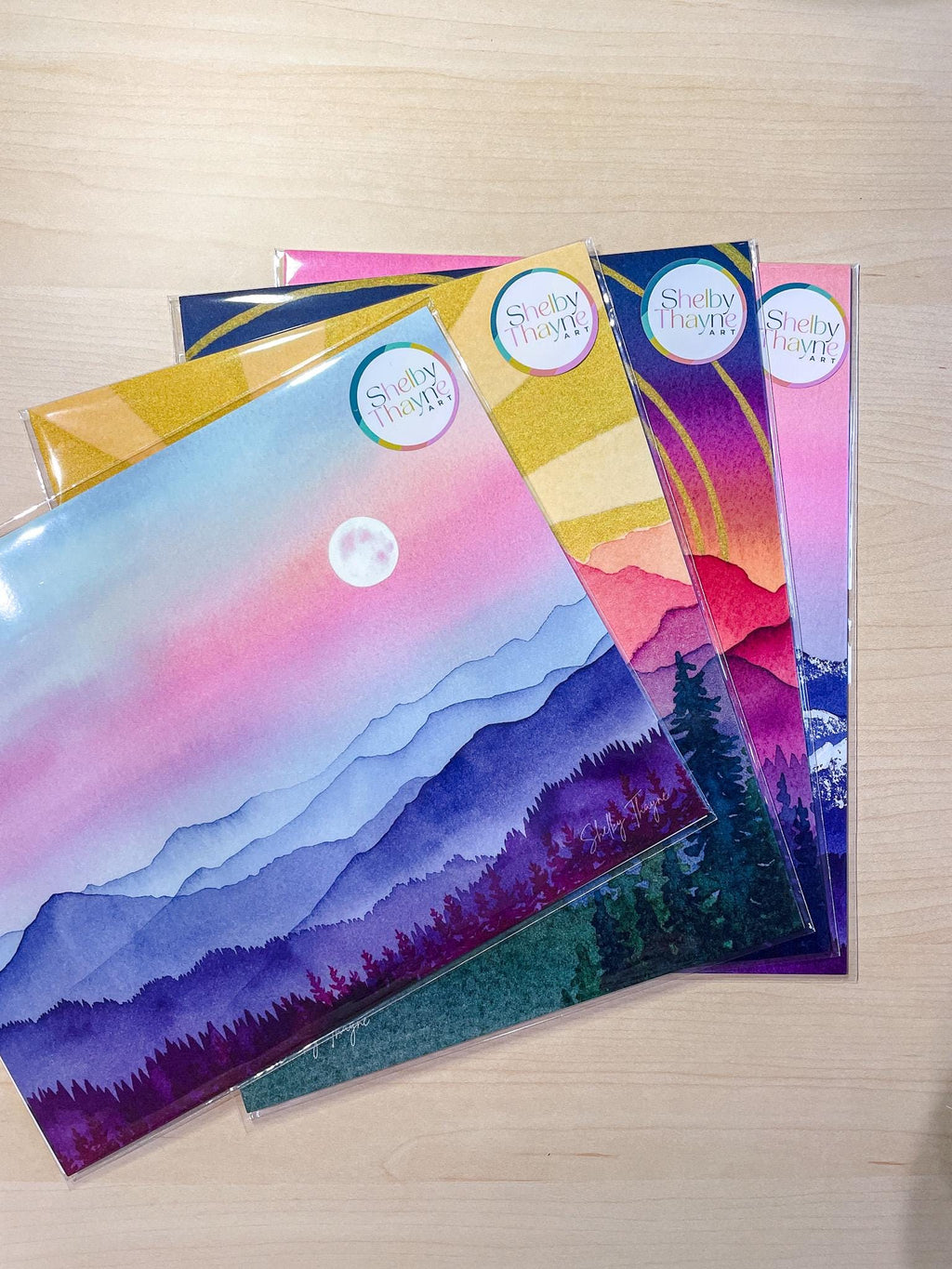 Mountain Moonrise Watercolor Art Print | Peaceful Landscape