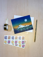 Pacific Northwest Wonderland Mt. Rainier | Watercolor Greeting Card | Blank Inside | A2 Stationery | Mountain Art