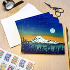 Pacific Northwest Wonderland Mt. Rainier | Watercolor Greeting Card | Blank Inside | A2 Stationery | Mountain Art