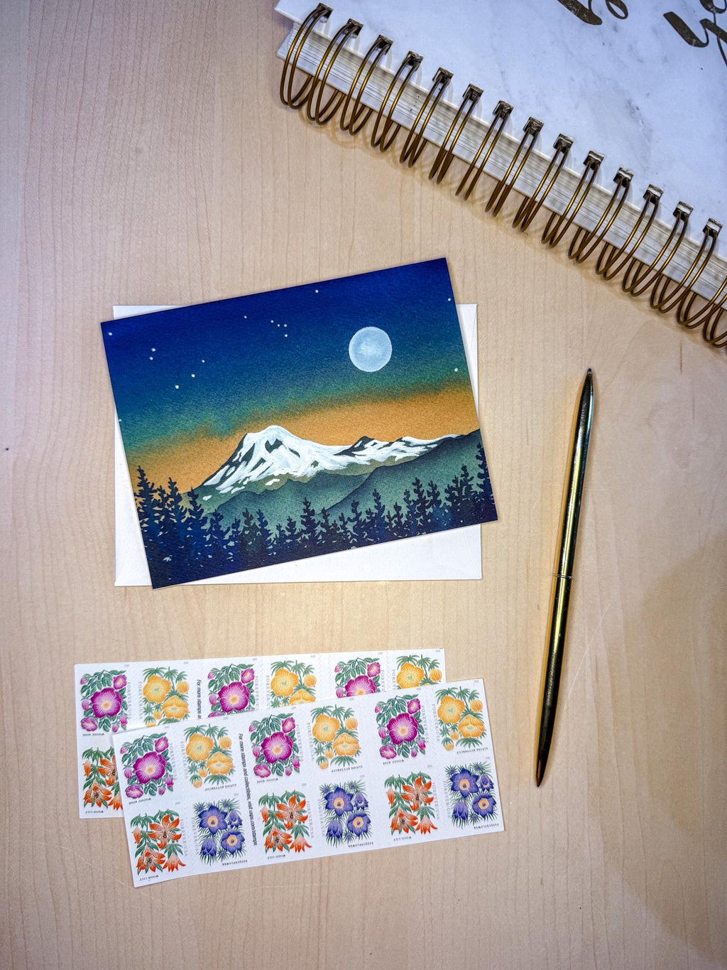 Pacific Northwest Wonderland Mt. Rainier | Watercolor Greeting Card | Blank Inside | A2 Stationery | Mountain Art