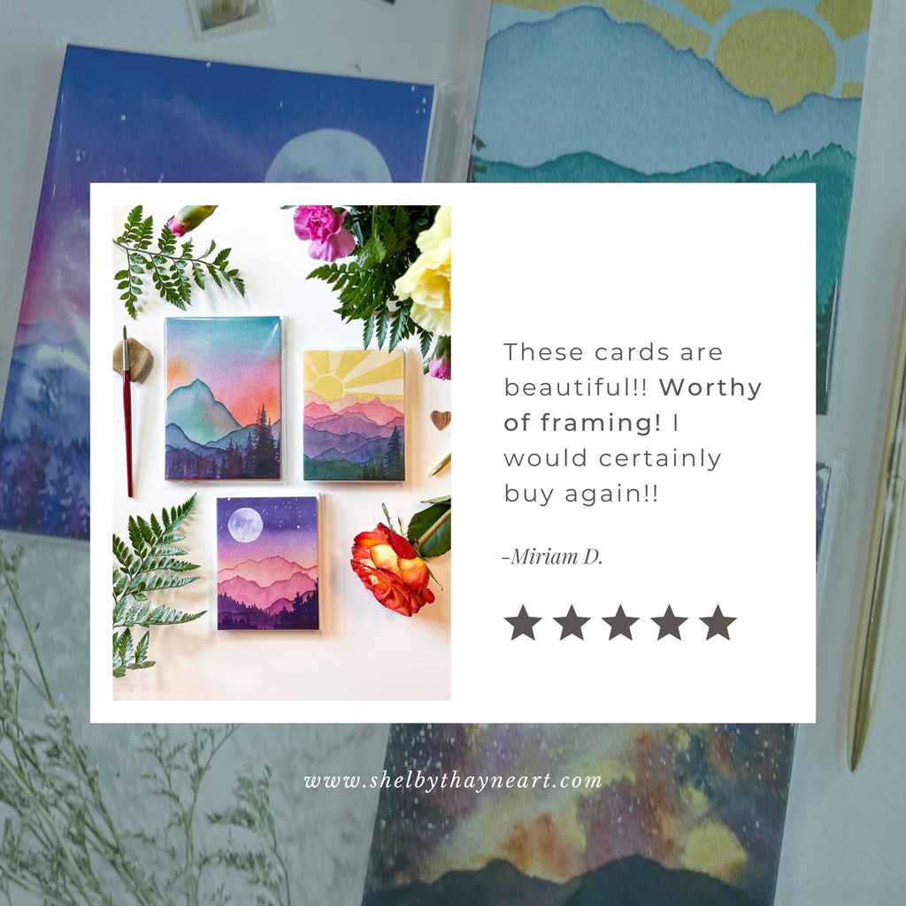 Turquoise Mountain Glow Card | Watercolor Greeting Card | Blank Notecard | A2 Stationery | Mountain Art