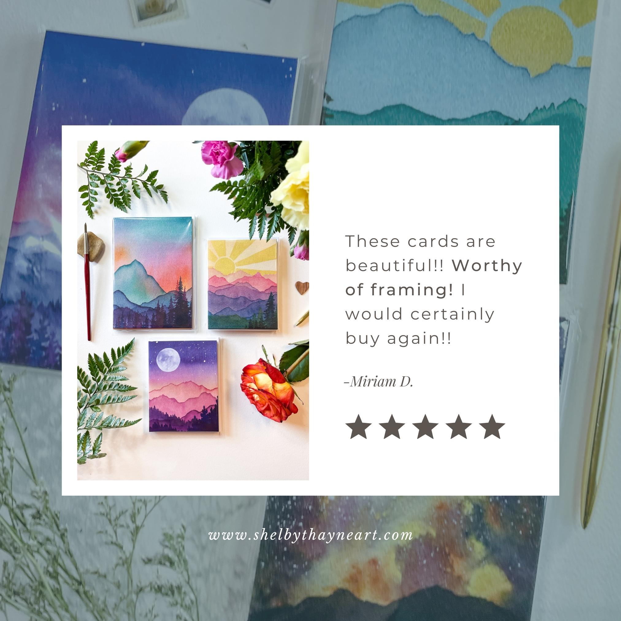 Turquoise Mountain Glow Card | Watercolor Greeting Card | Blank Notecard | A2 Stationery | Mountain Art