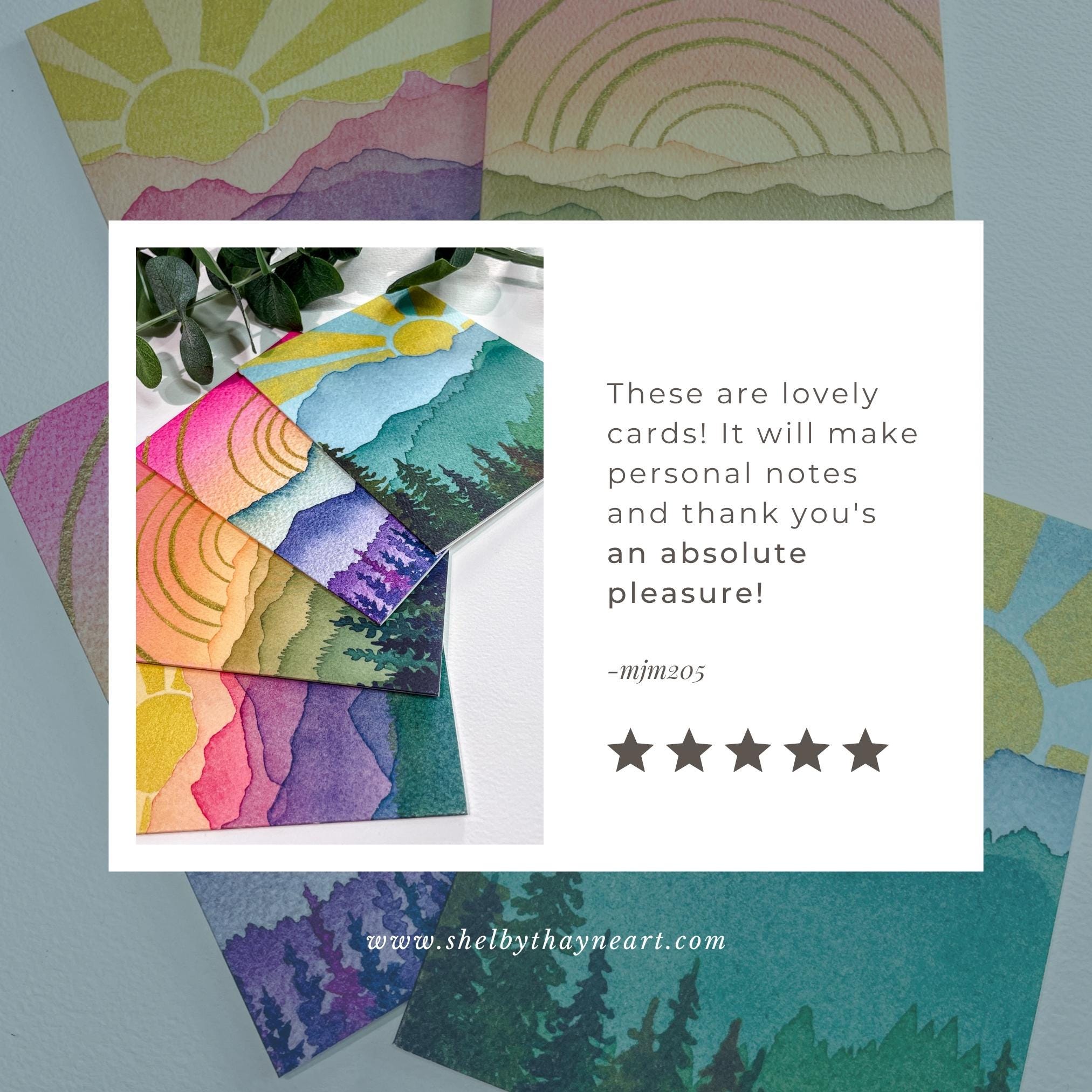 Turquoise Mountain Sunshine Card | Watercolor Greeting Card | Blank Notecard | A2 Stationery | Mountain Art