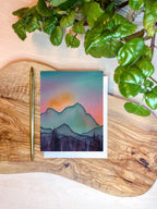 Turquoise Mountain Glow Card | Watercolor Greeting Card | Blank Notecard | A2 Stationery | Mountain Art