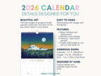 2026 Mountain Art Calendar | Watercolor Landscape Wall Calendar