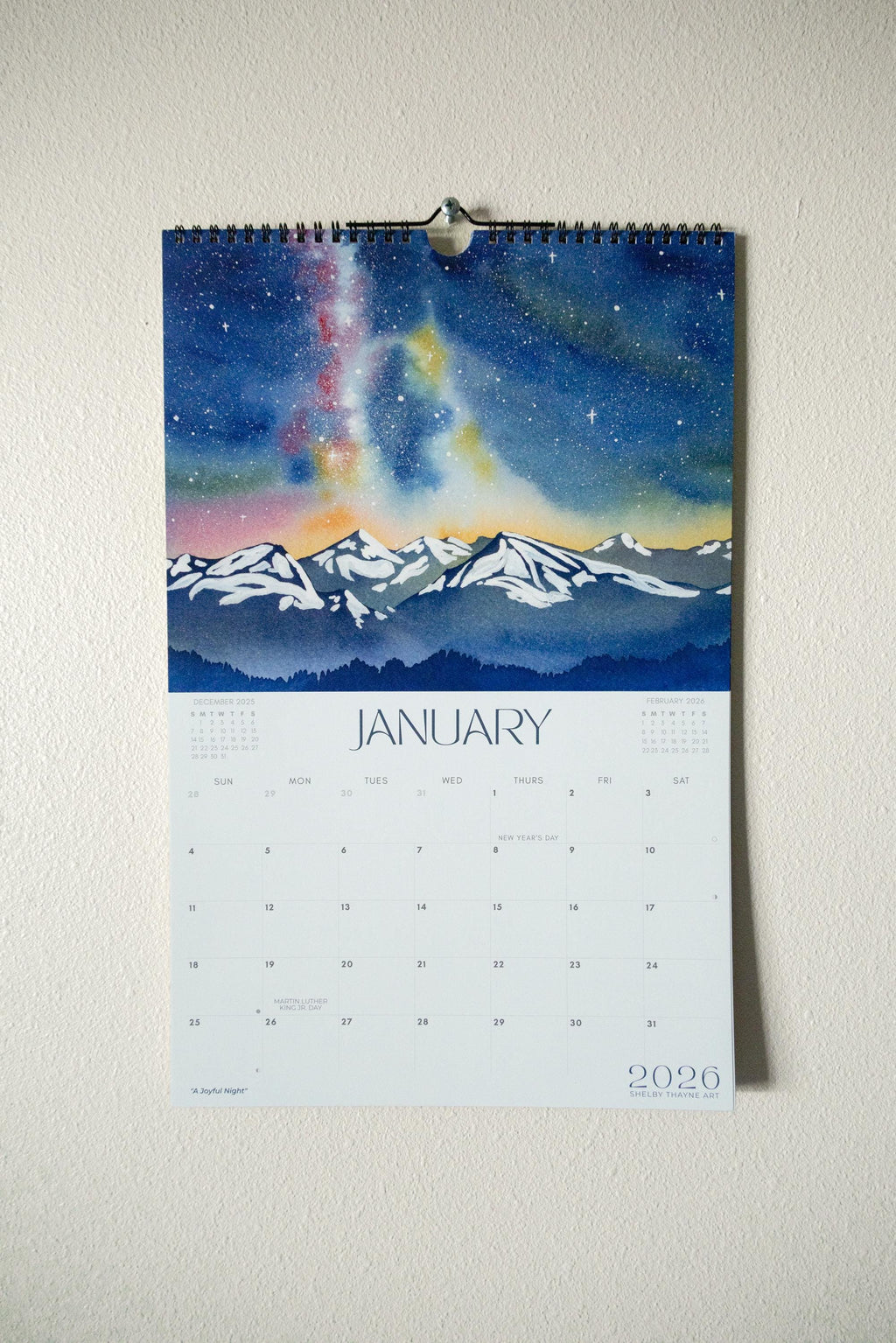 2026 Mountain Art Calendar | Watercolor Landscape Wall Calendar