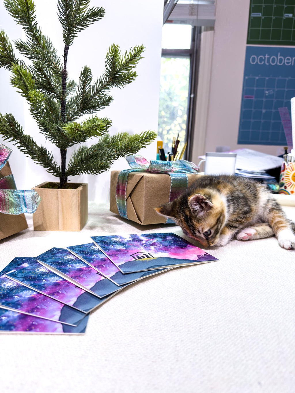 Oh Come Let Us Adore Him - Watercolor Nativity Christmas Card | 5.5in x 4.25in (A2)