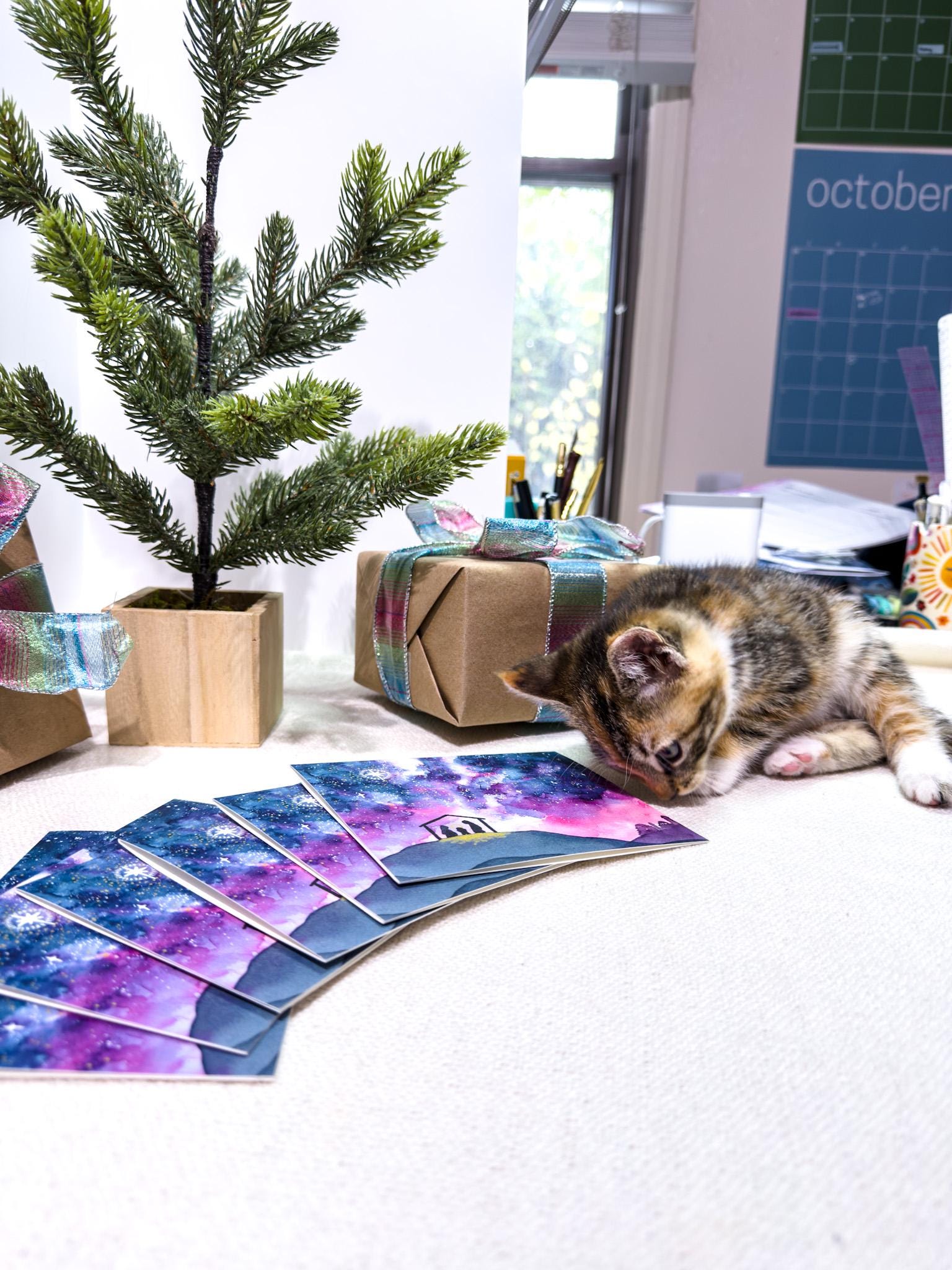 Oh Come Let Us Adore Him - Watercolor Nativity Christmas Card | 5.5in x 4.25in (A2)