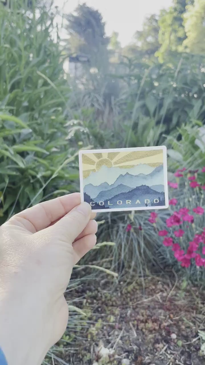 Colorado Mountain Watercolor Vinyl Sticker – Laptop, Water Bottle Decal