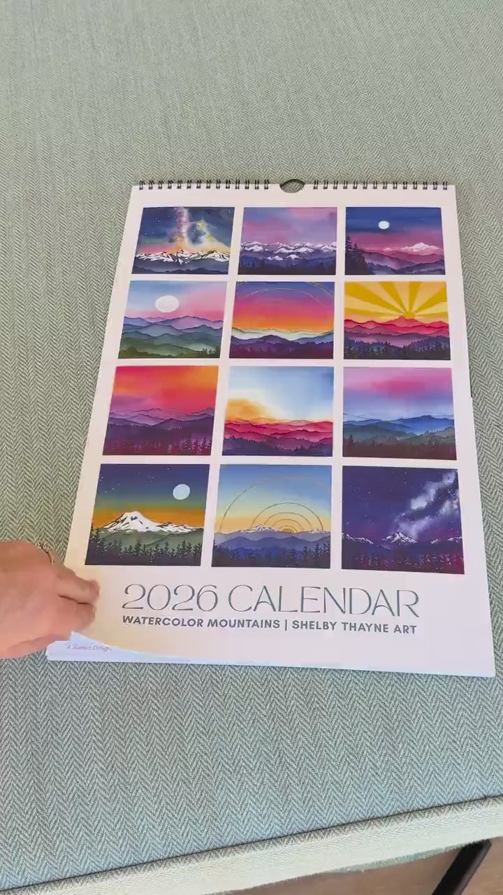 2026 Mountain Calendar | Watercolor Landscape Art, Wall Hanging