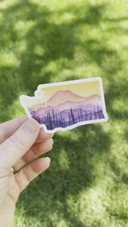 Washington Sticker Mt. Rainier Vinyl -- Art Sticker -- Mountain Sticker -- State Sticker -- Water Bottle Sticker -- Laptop Decal
